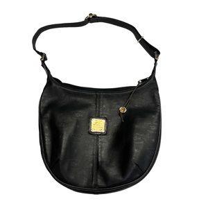 Chic Black Hobo Bag with Gold Detailing